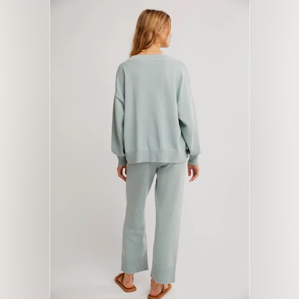 Free People Solar Sweater TOP AND PANT SET in Icy Lake - Picture 2 of 10